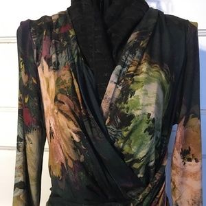 Elana Kattan floral draped dress, sz.S, NWT